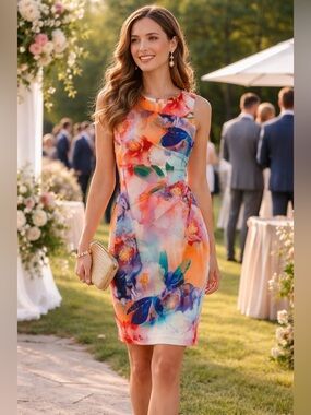 Calvin Klein Floral Multicolor Sleeveless Sheath Dress